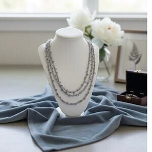 3 Strand Satin Cord Beaded Necklace